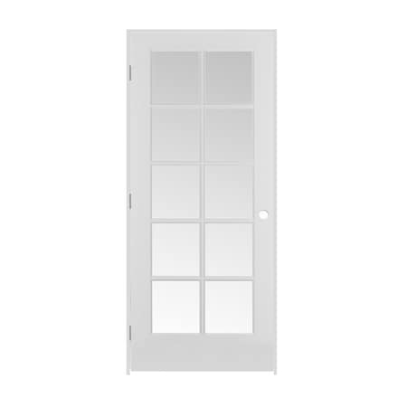 Trimlite 24"x80"x13/8" Primed 10Lite Clear Tempered Glass Interior French 49/16" RH Prehung 2068pri1310CLETRH154916